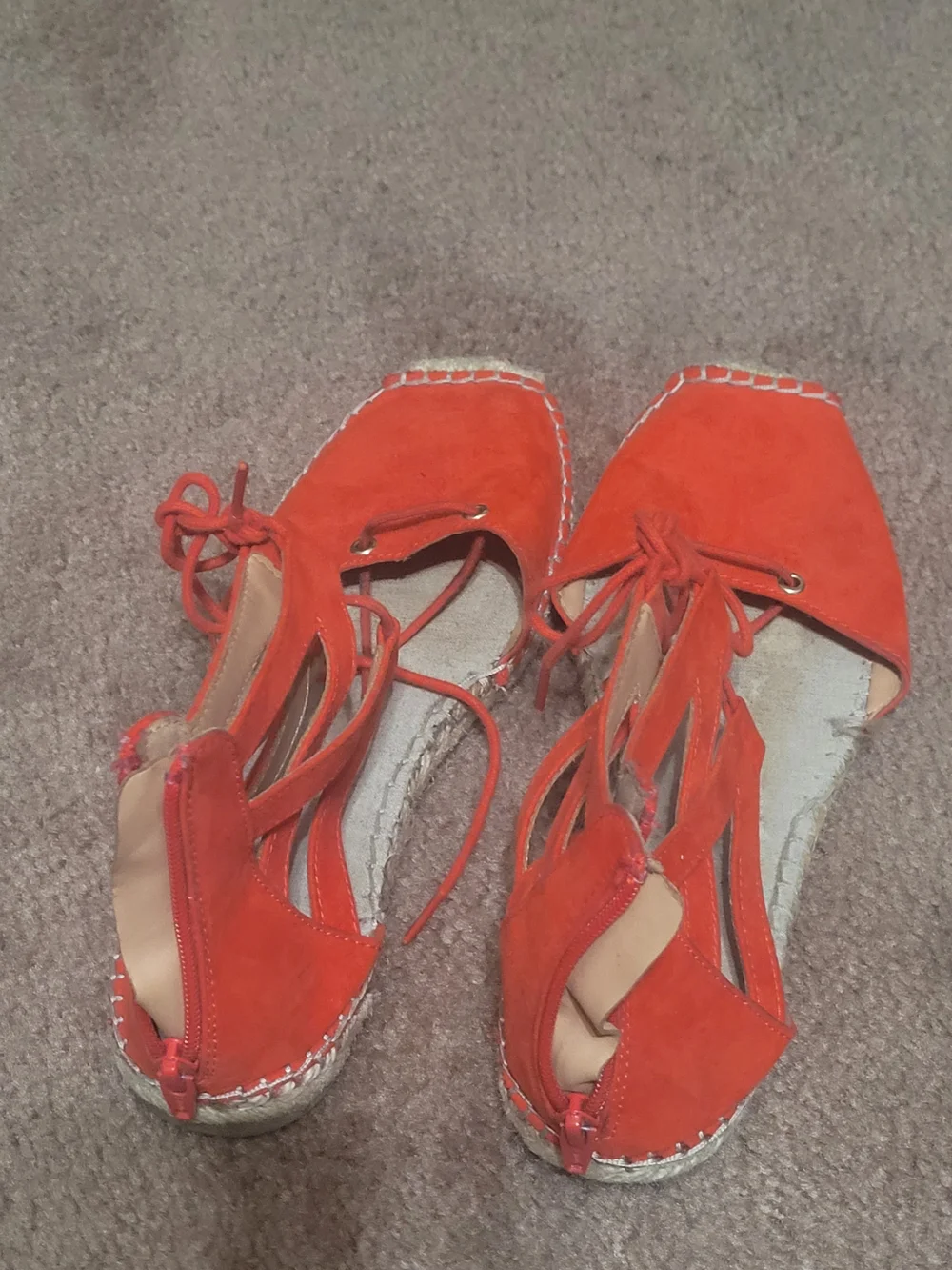 Merona Coral-Orange Lace-Up Espadrille Wedges